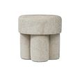 Footstool - Round - Beige Chenille Fabric