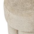 Footstool - Round - Beige Chenille Fabric