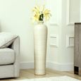 Vase - Beige and Brown Stripes - Ceramic - Large