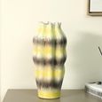 Vase - Beige and Grey Stripes - Ceramic - Large