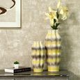 Vase - Beige and Grey Stripes - Ceramic - Large