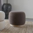 Belfort Pouf - Round - Brown Boucle Fabric