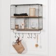 Metal Wall Shelf Hooks - Black - 3 Compartment