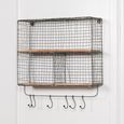 Metal Wall Shelf Hooks - Black - 3 Compartment