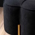 Clover Ottoman Footstool - Black Velvet Fabric