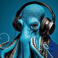 Blue Octopus Tempered Glass Wall Art