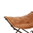 Buffalo Folding Stool - Brown - Leather with Iron