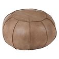 Buffalo Pouffe - Grey - Round - Leather
