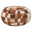 Buffalo Pouffe - Round - Leather Patchwork