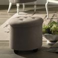 Nostalgia Pouf - Round - Leather - Bianco Antico