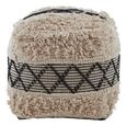Cefena Pouffe - Black and White Fabric - Square - Shaggy