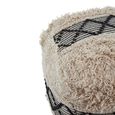 Cefena Pouffe - Black and White Fabric - Square - Shaggy