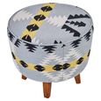 Cefena Footstool - Round - Blue Fabric
