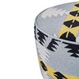 Cefena Footstool - Round - Blue Fabric