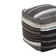 Cefena Pouffe - Square - Grey and White Fabric
