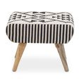 Cefena Footstool - White and Black Fabric - Berber Style