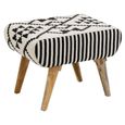 Cefena Footstool - White and Black Fabric - Berber Style