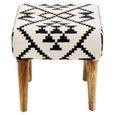 Cefena Footstool - White and Black Fabric - Berber Style