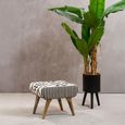 Cefena Footstool - White and Black Fabric - Berber Style
