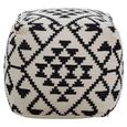 Cefena Pouffe - Square - White and Black Fabric