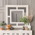 Clearance - Geo White Washed Wall Mirror, Solid Mango Wood Square - 120cm x 120cm - Brand New Item