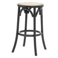 Corso Stool - Round - Black Birchwood and Natural Rattan