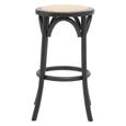 Corso Stool - Round - Black Birchwood and Natural Rattan