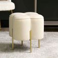 Clover Ottoman Footstool - Cream Velvet Fabric