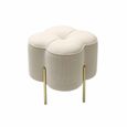 Clover Ottoman Footstool - Cream Velvet Fabric