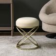 Rizzo Footstool - Round - Cream Velvet Fabric