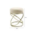 Rizzo Footstool - Round - Cream Velvet Fabric