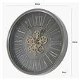 Wall Clock - Round - Dark Grey Gears