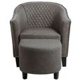 Derby Armchair - Grey Faux Leather with Footstool