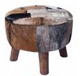 Frankfort Brown Goat Skin Large Round Pouffe