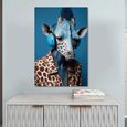 Giraffe with Headphone Tempered Glass Wall Art