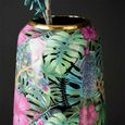 Vase - Green and Pink Palm Leaves Design - Ceramic - Large