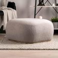 Ottoman Footstool - Square - Grey Boucle Fabric