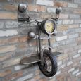 Motorcycle Wall Clock - Grey Metal - Mounted