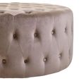 Haley Footstool - Tufted - Round - Mink Velvet Fabric