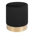 Hampton Pouf - Black Velvet Fabric - Round
