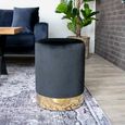 Hampton Pouf - Black Velvet Fabric - Round