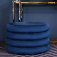 Hartford Pouffe - Round - Navy Blue Velvet Fabric