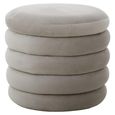 Helen Footstool - Round - Cream Velvet Fabric