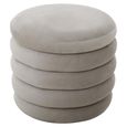 Helen Footstool - Round - Cream Velvet Fabric