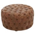 Hoxton Ottoman Stool - Round - Vintage Brown Tufted Leather