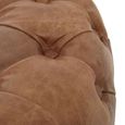 Hoxton Ottoman Stool - Round - Vintage Brown Tufted Leather