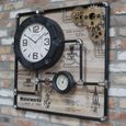 Industrial Clock - Square Pipe - Black Metal