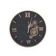 Wall Clock - Round - Industrial Black and Gold Gears - Metal