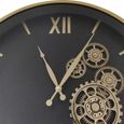 Wall Clock - Round - Industrial Black and Gold Gears - Metal