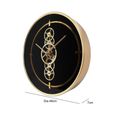 Wall Clock - Round - Industrial Black and Gold Gears